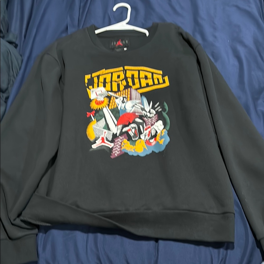 Jordan Black Crewneck Sweater with Graphic Design